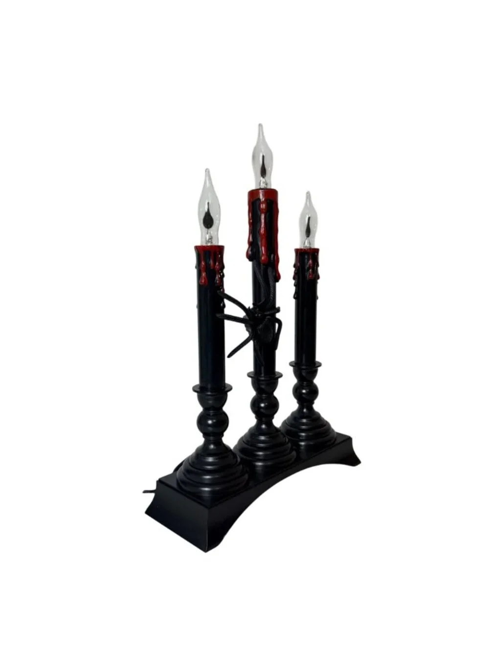 Halloween Bleeding Candle Flickering Candelabra VTG Spider Lamp Electric Plug In